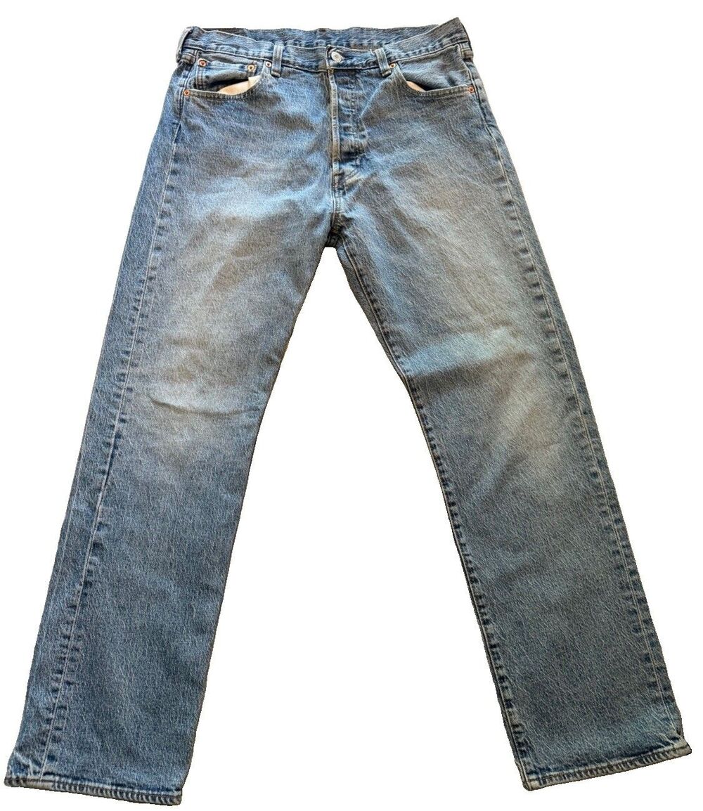 Levi's Premium 501 93 Straight Fit Jeans Mens 35x32 Light Wash Button Fly